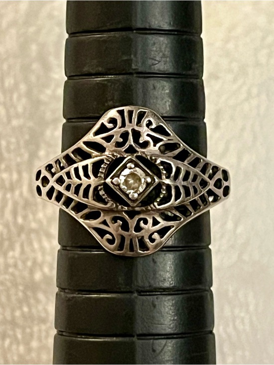 Avon Jewelry - Vintage Sterling Solver Avon Filigree CZ Ring Sz 8